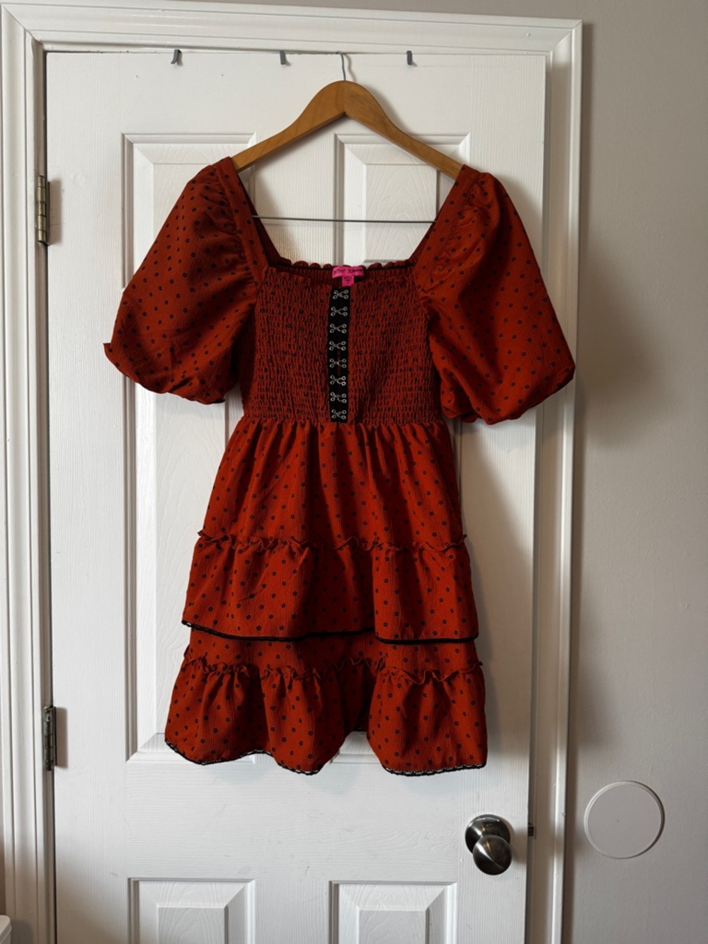 Betsey Johnson Square Neck Ruffle Tiered Babydoll Dress
